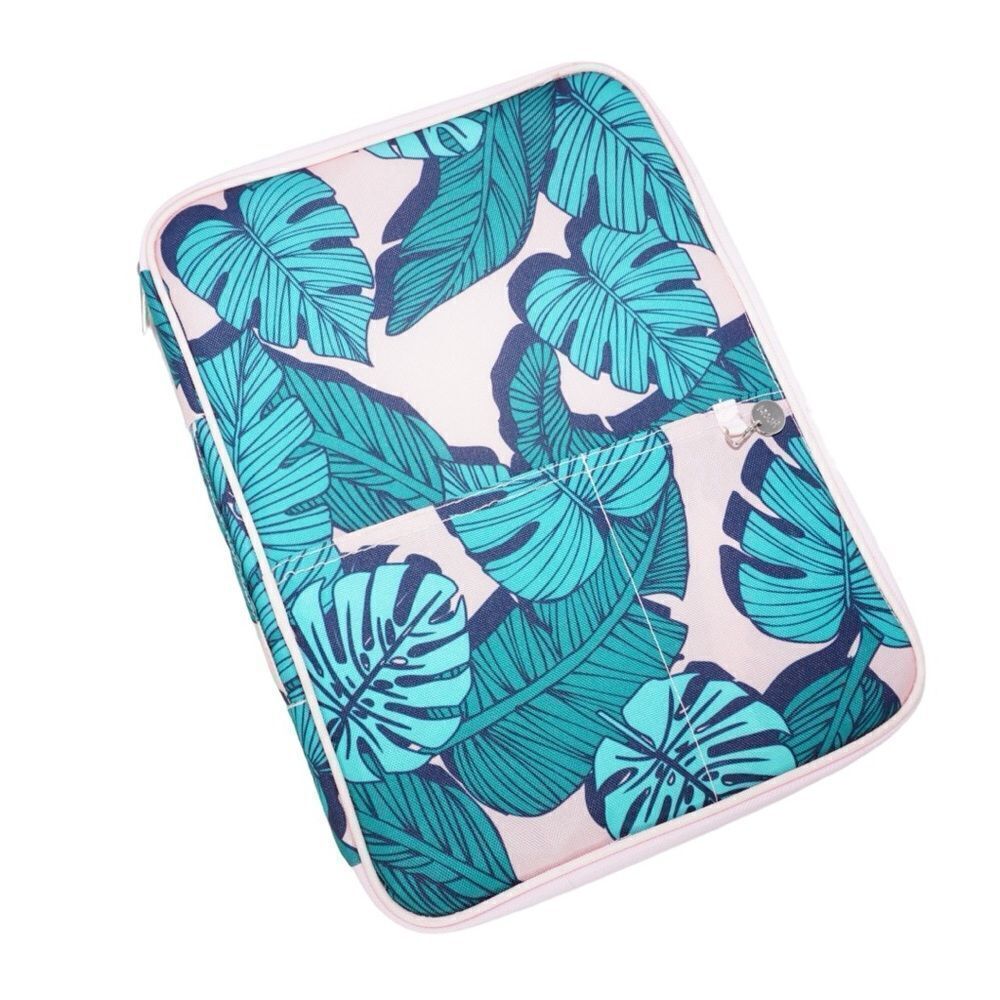 Yoobi Pink and Green Botanical Laptop Holder / Sleeve